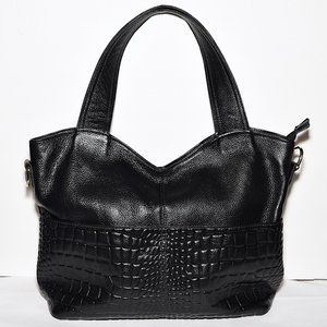 NWOT Pebbled Leather w/ Crocodile Pattern Tote Bag